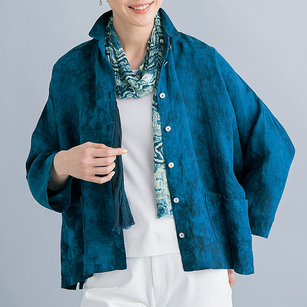 天然藍染･リネンシャツジャケット