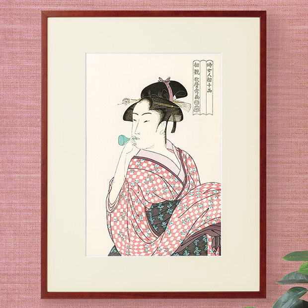 喜多川歌麿「ビードロを吹く娘（ポッピンを吹く女）」（木版画）