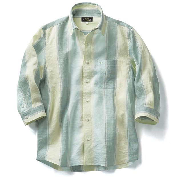 近江の麻の七分袖シャツ
