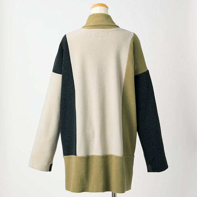 カラーブロックフリースカーディガン