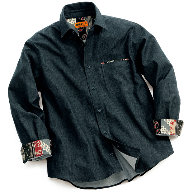 江戸黒染めデニムシャツ