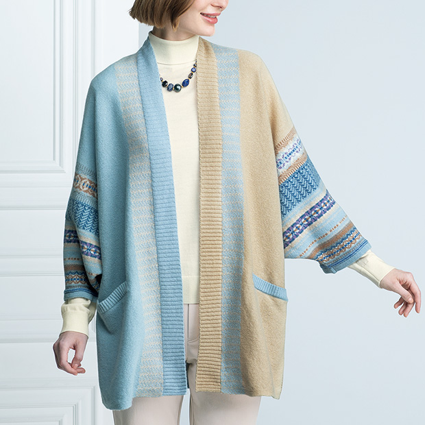 ポケット付き･柄編みカーディガン