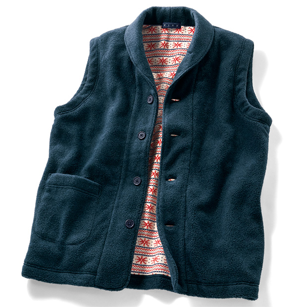 雪結晶柄･フリースベスト