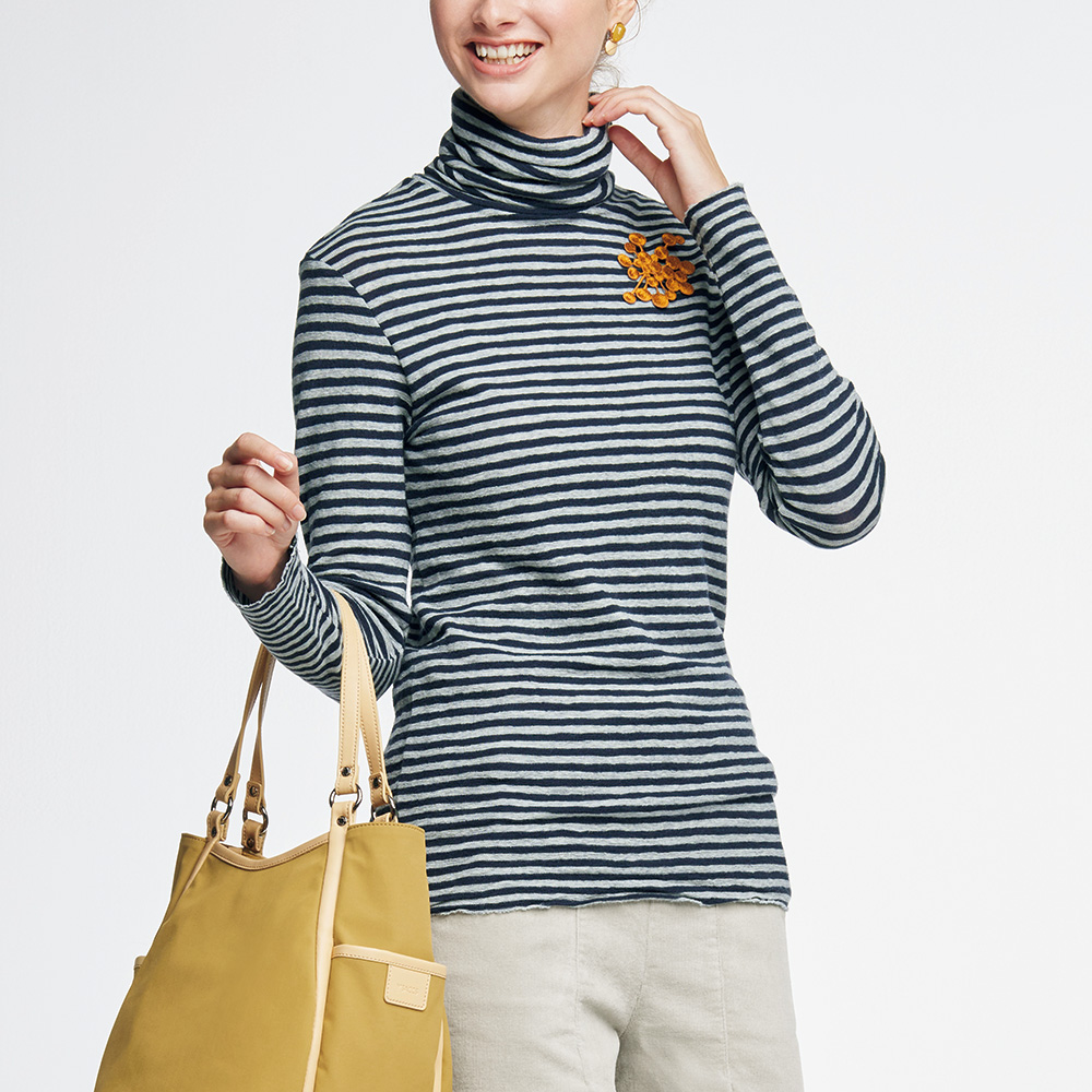 メリノウールウォッシャブルボーダープルオーバー