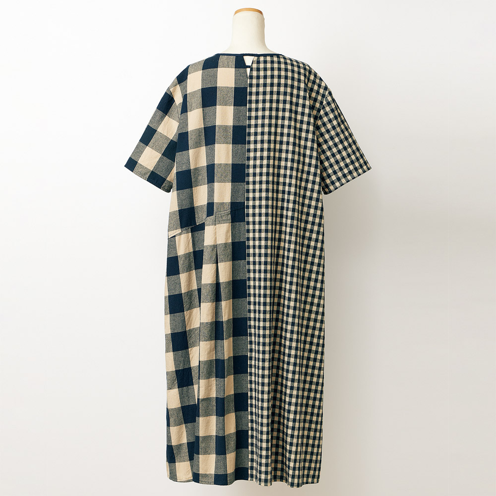 チェック切り替えワンピース