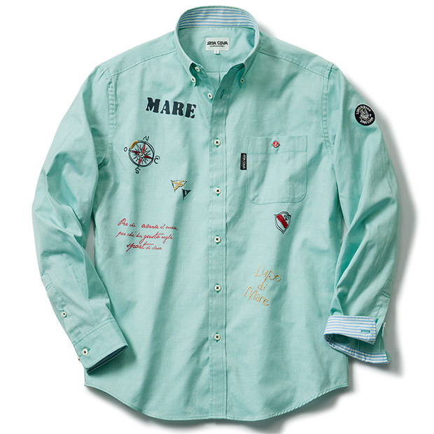 刺しゅう入り長袖ボタンダウンシャツ