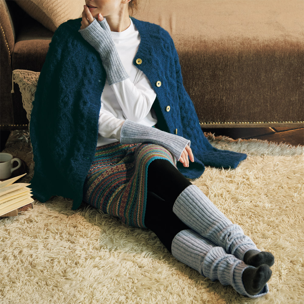 ラムウールカシミヤのレッグ＆リストウォーマーセット