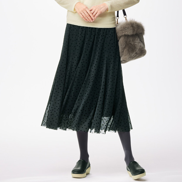 ドットフロッキーチュールスカート