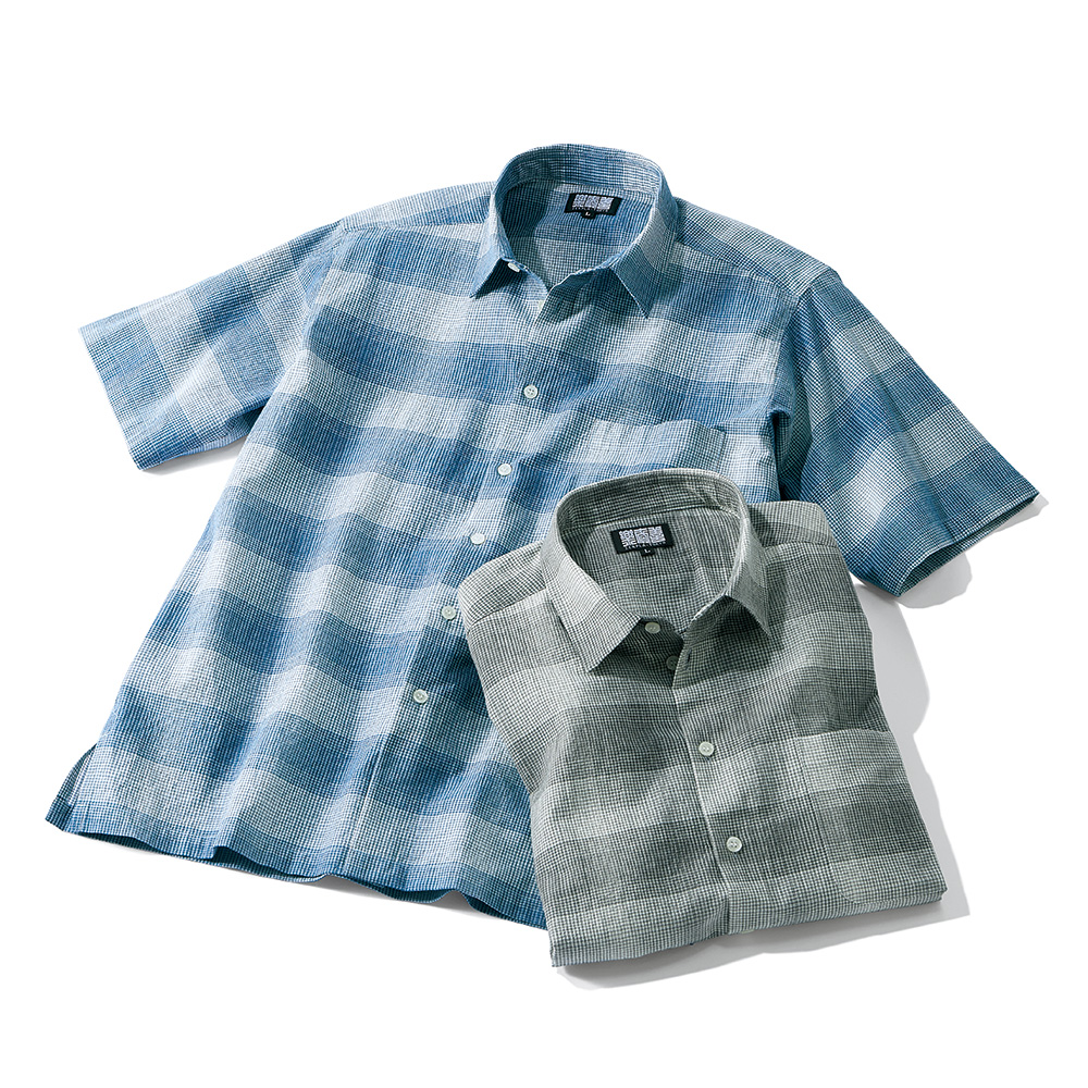 スペック染めオーガニックコットン･五分袖シャツ