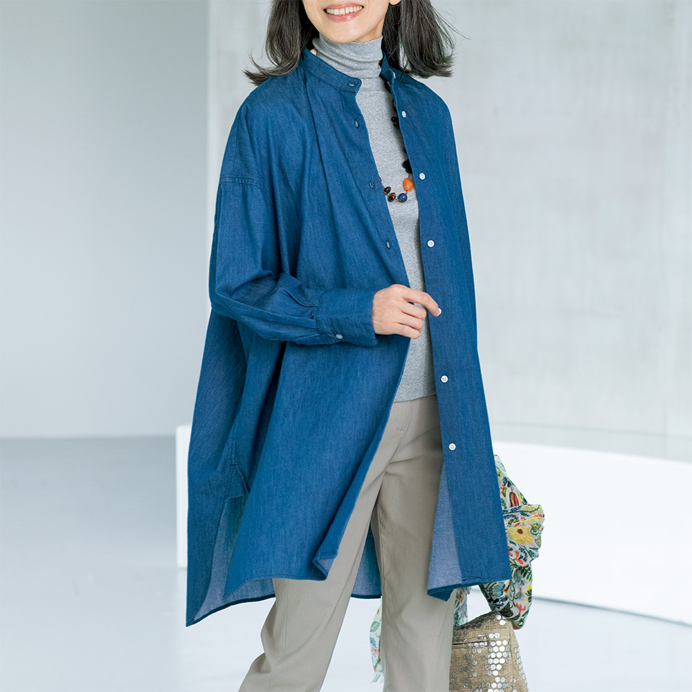 セット コットンデニムのロングシャツ | ライトアップオンライン
