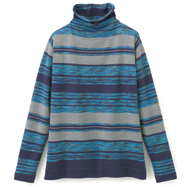 絣糸を使った洗えるウールプルオーバー