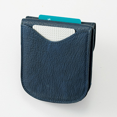 藍染めバッファローレザーのコンパクト財布