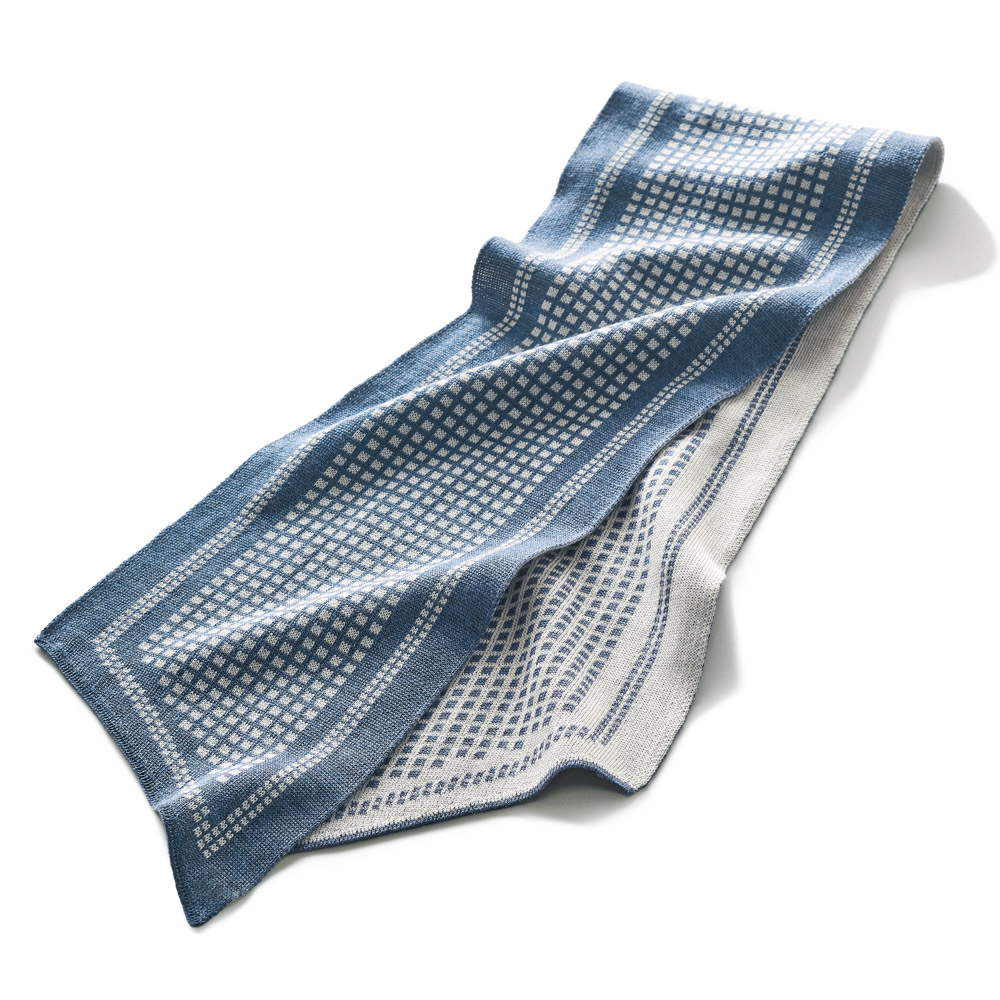 洗えるシルクニットスカーフ／スクエアドット