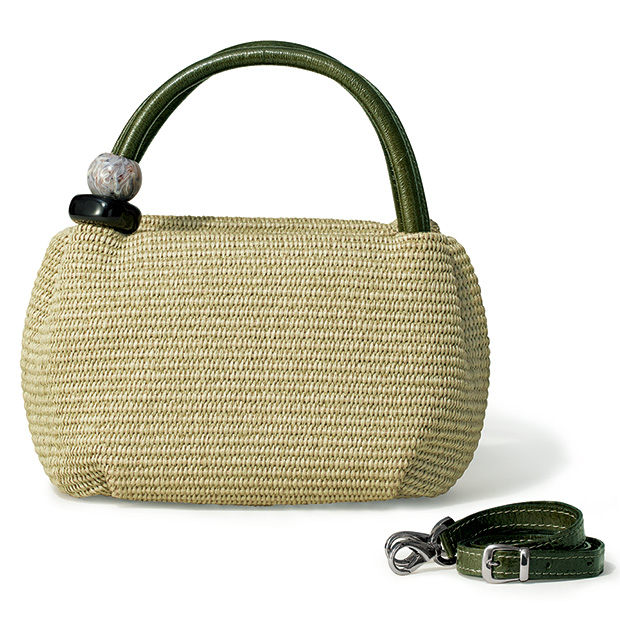 ラフィア調エナメルハンドバッグ
