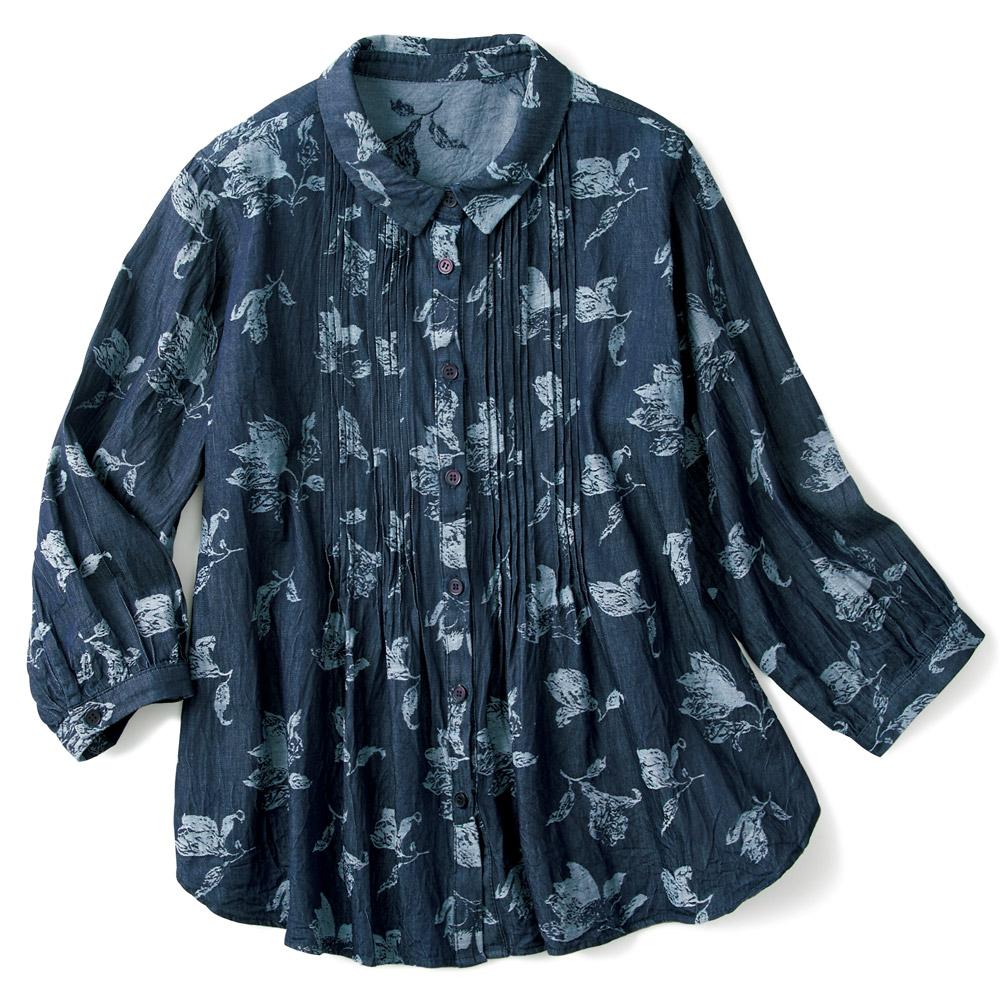 ジャカードデニムブラウス