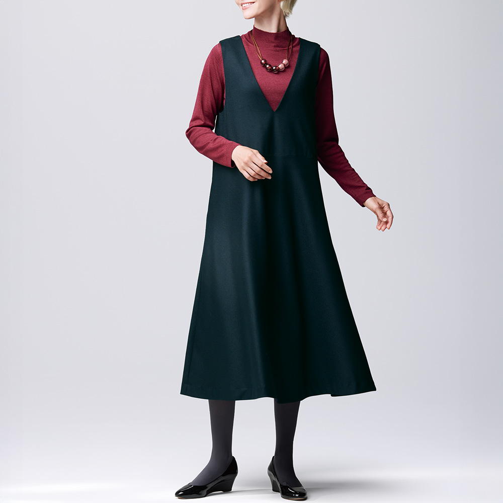 ウール混ストレッチジャンパードレス