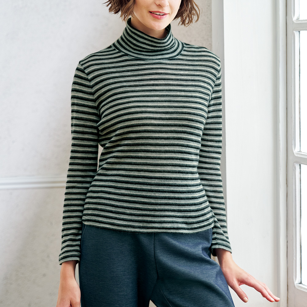 ベビーアルパカ100％ボーダープルオーバー