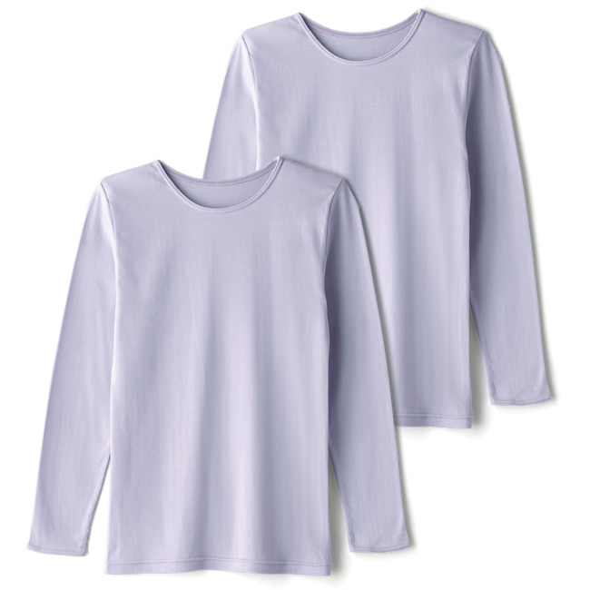 発熱加工コットンの八分袖シャツ／綿100％（2枚組）