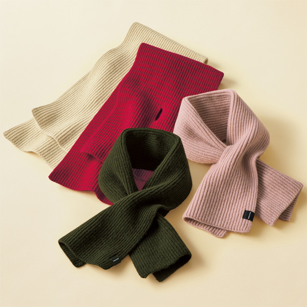 片畦編みカシミヤ･ショートマフラー