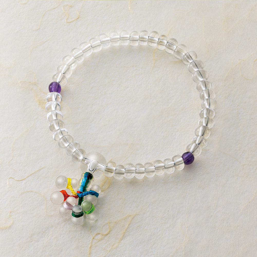 六瓢箪の御守りブレスレット／白水晶仕立て