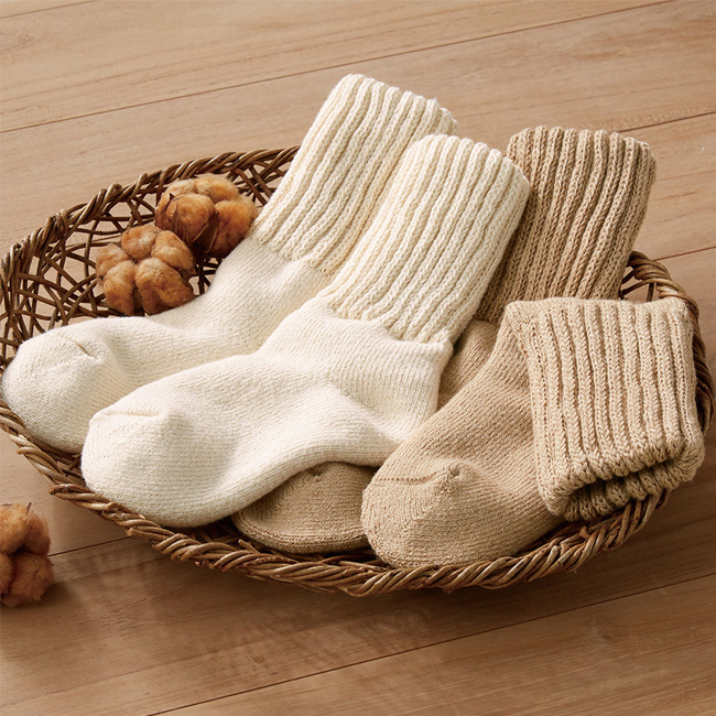 オーガニックコットンを使ったおやすみソックス／同色5足組