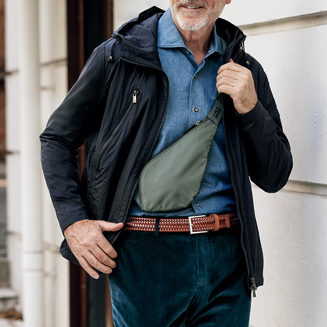 身につけたままスリムフィットボディバッグ