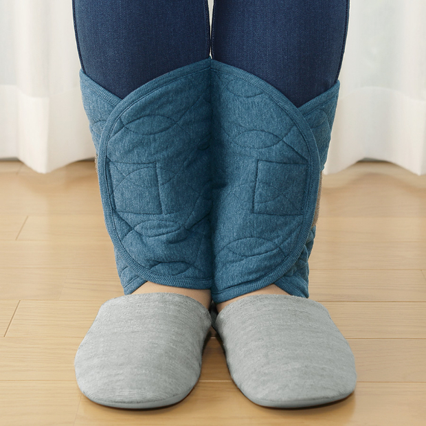 ウールキルトの薄手のレッグウォーマー/2組セット