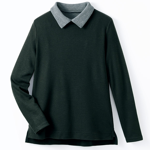 インターアクション襟付き配色プルオーバー