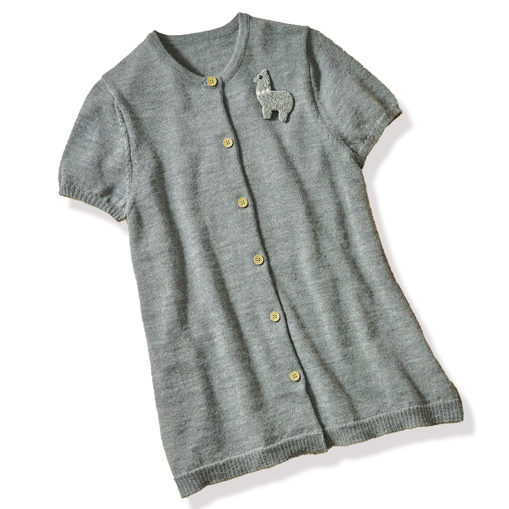 アルパカロングベスト／ブローチ付き