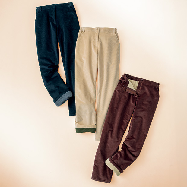 ストレッチコーデュロイ裏フリースパンツ