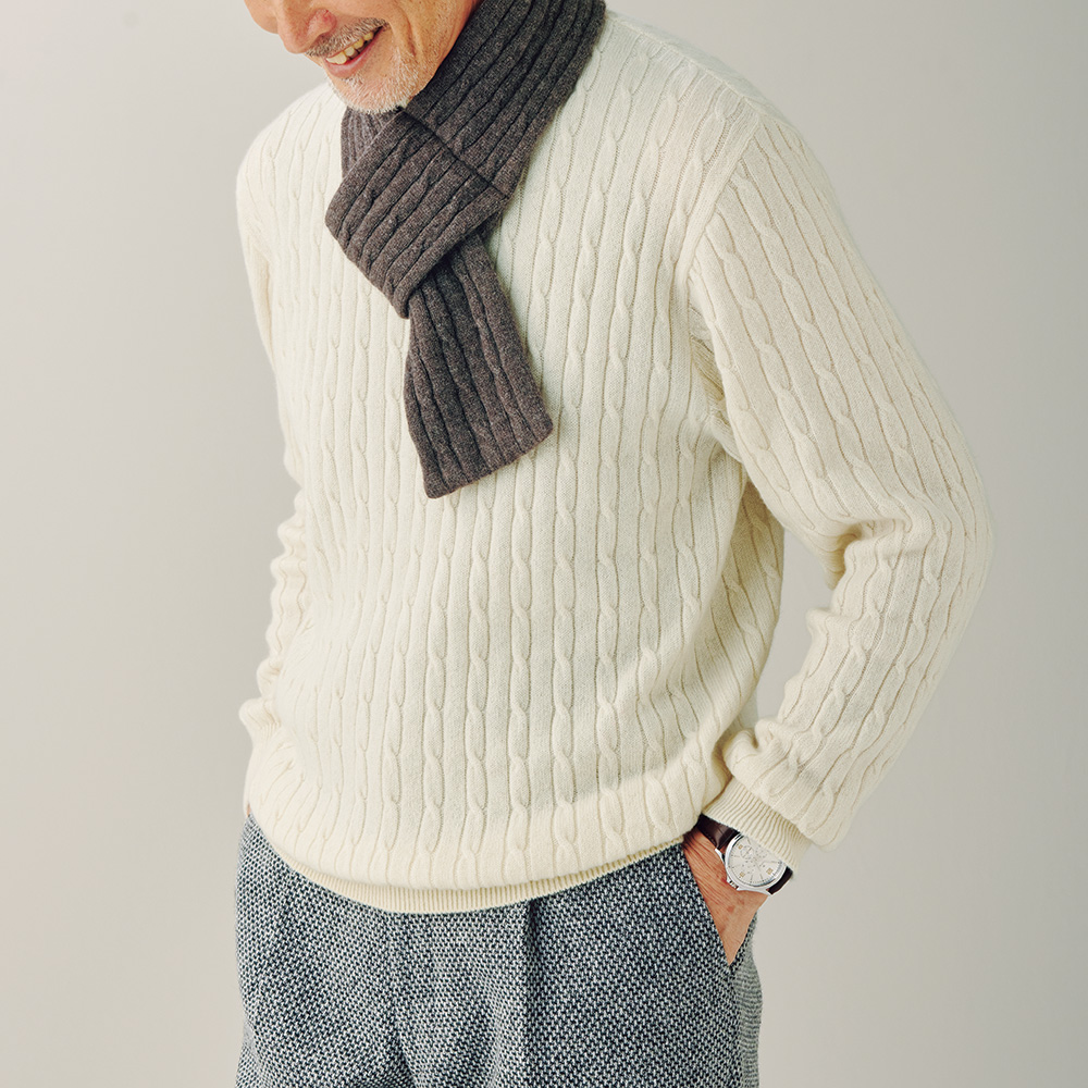 低温染色カシミヤ･モックネックセーター