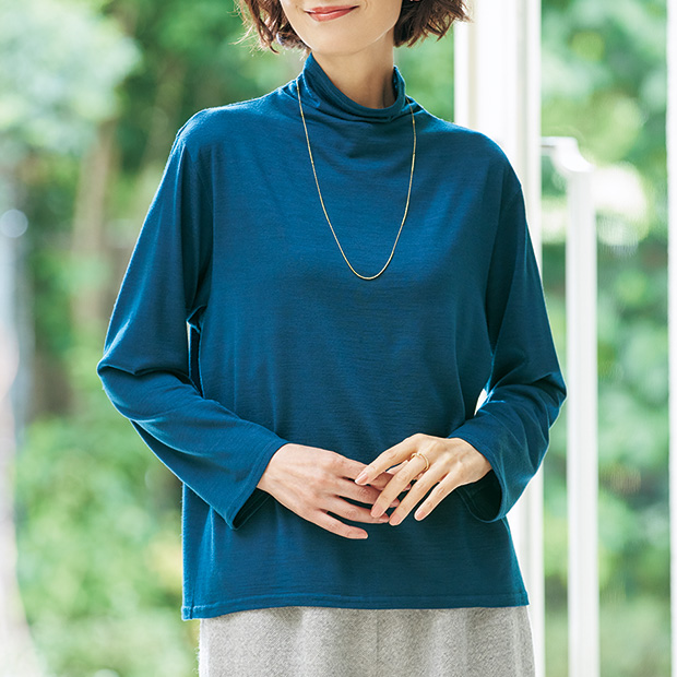 天然藍染･ボトルネックプルオーバー