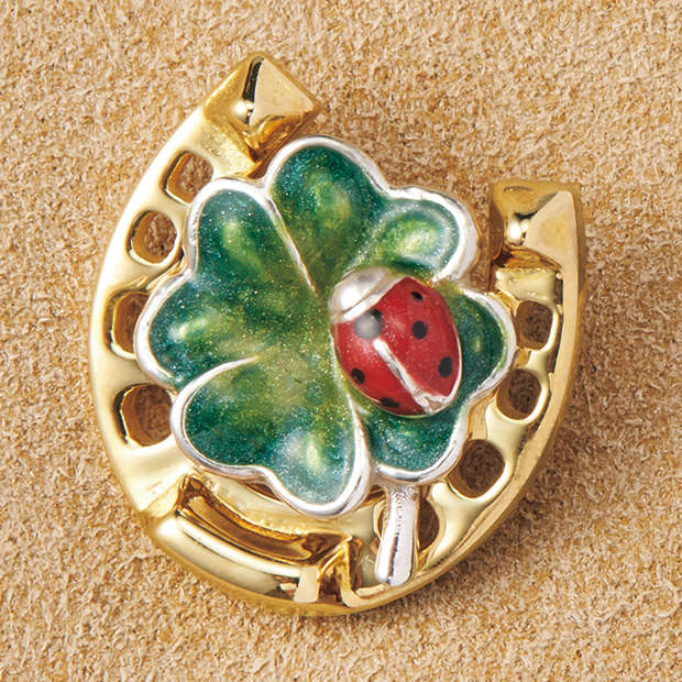ピンブローチ／馬蹄とクローバー