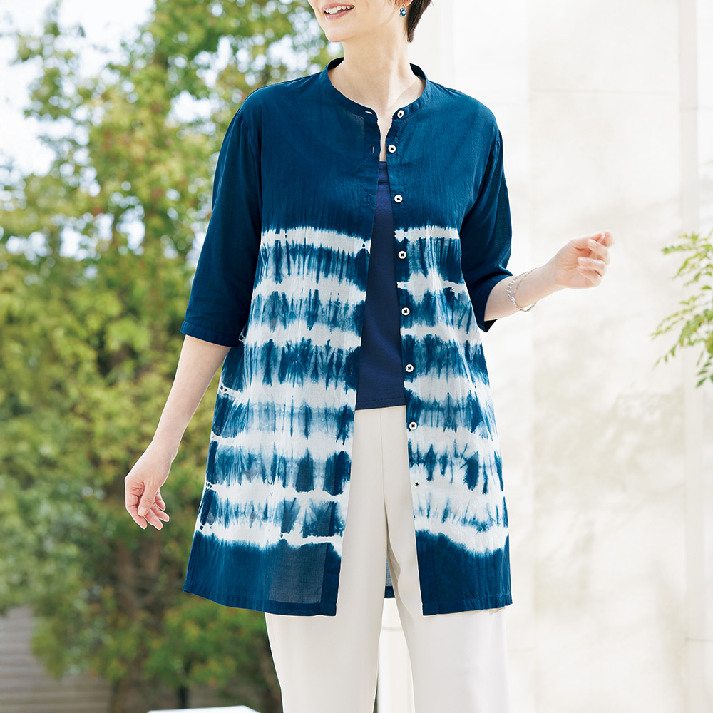 琉球藍染ロングシャツ