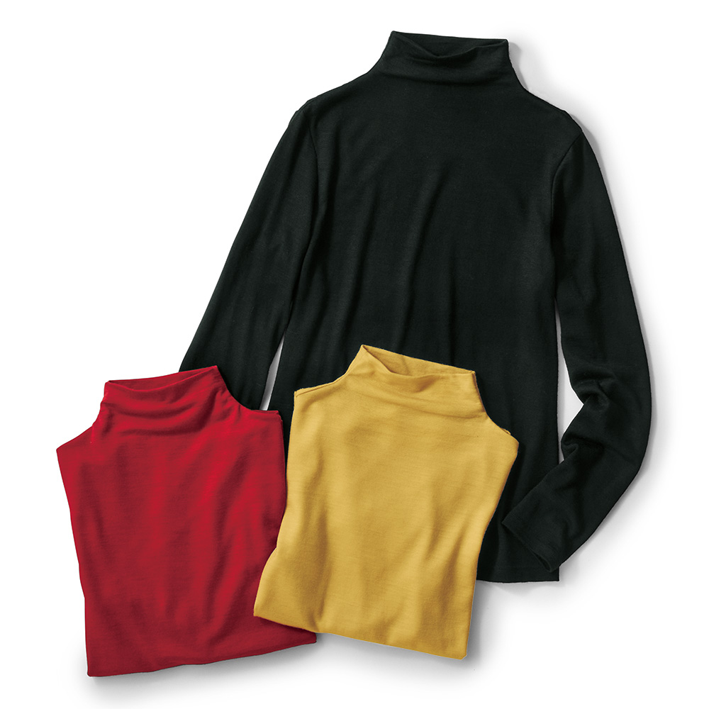 メリノウールボトルネックプルオーバー