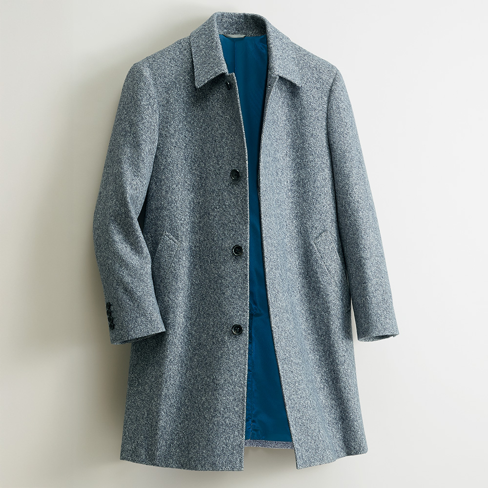 ラムウール・シルク混ステンカラーコート