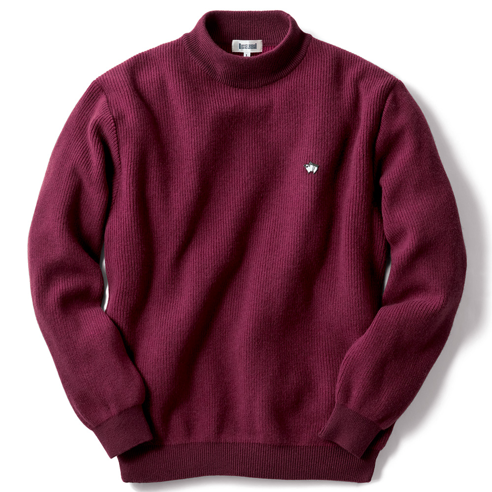 ラムウール畦編みシングルタートルネックセーター