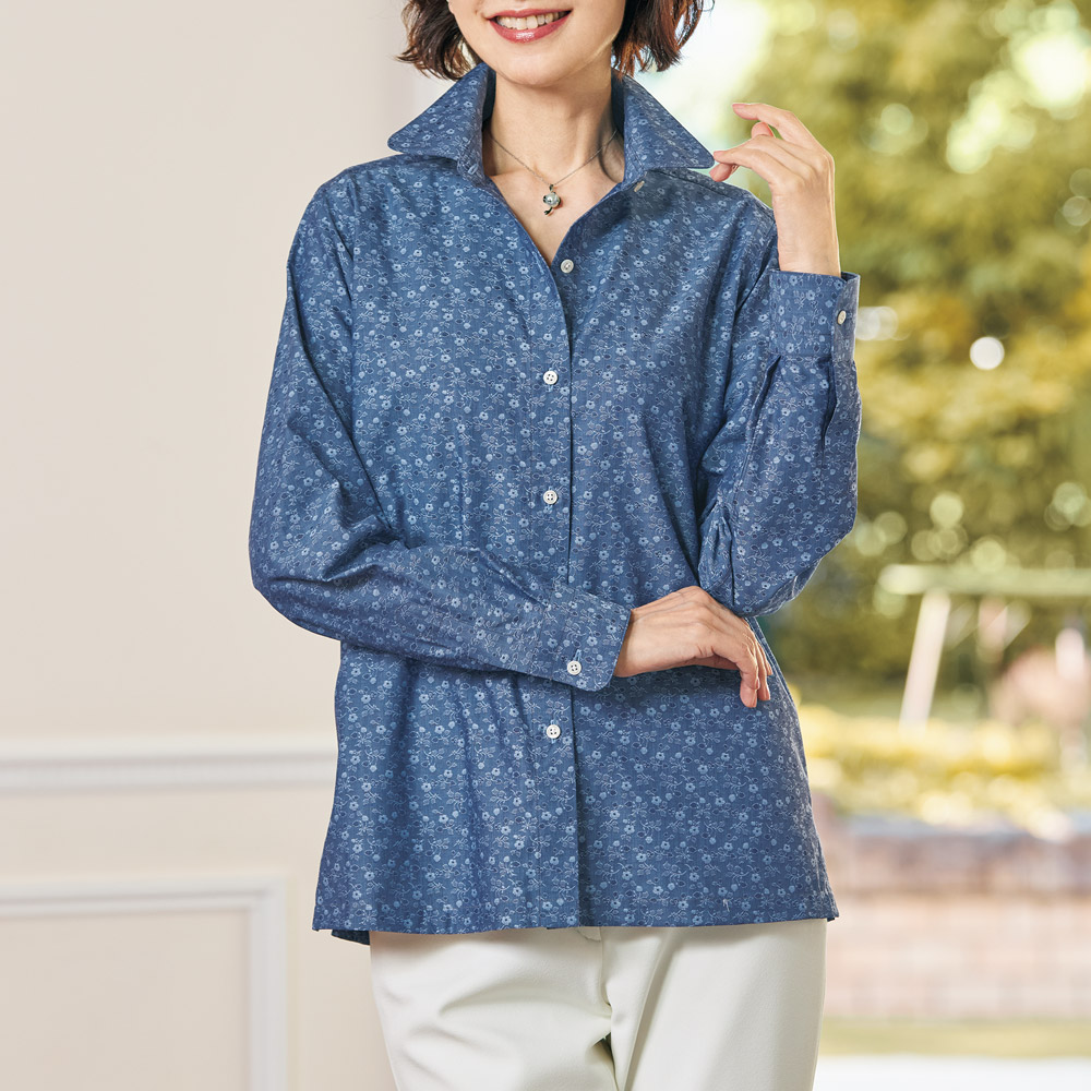 ジャカード･ラウンドカラーシャツ