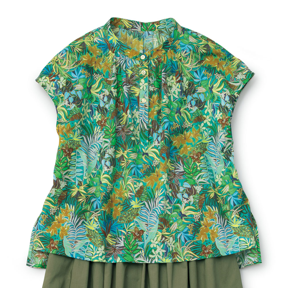 ボタニカルプリントブラウス