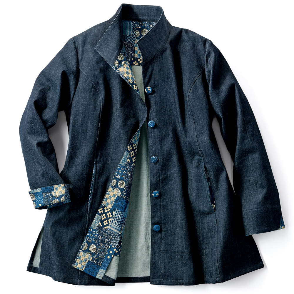 江戸黒染めデニムロングジャケット／レディス