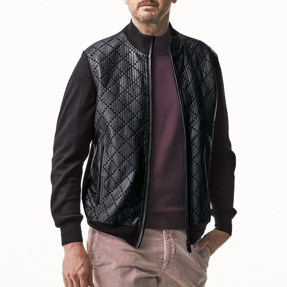 エントレフィーノラム×スウェード･ニットコンビブルゾン