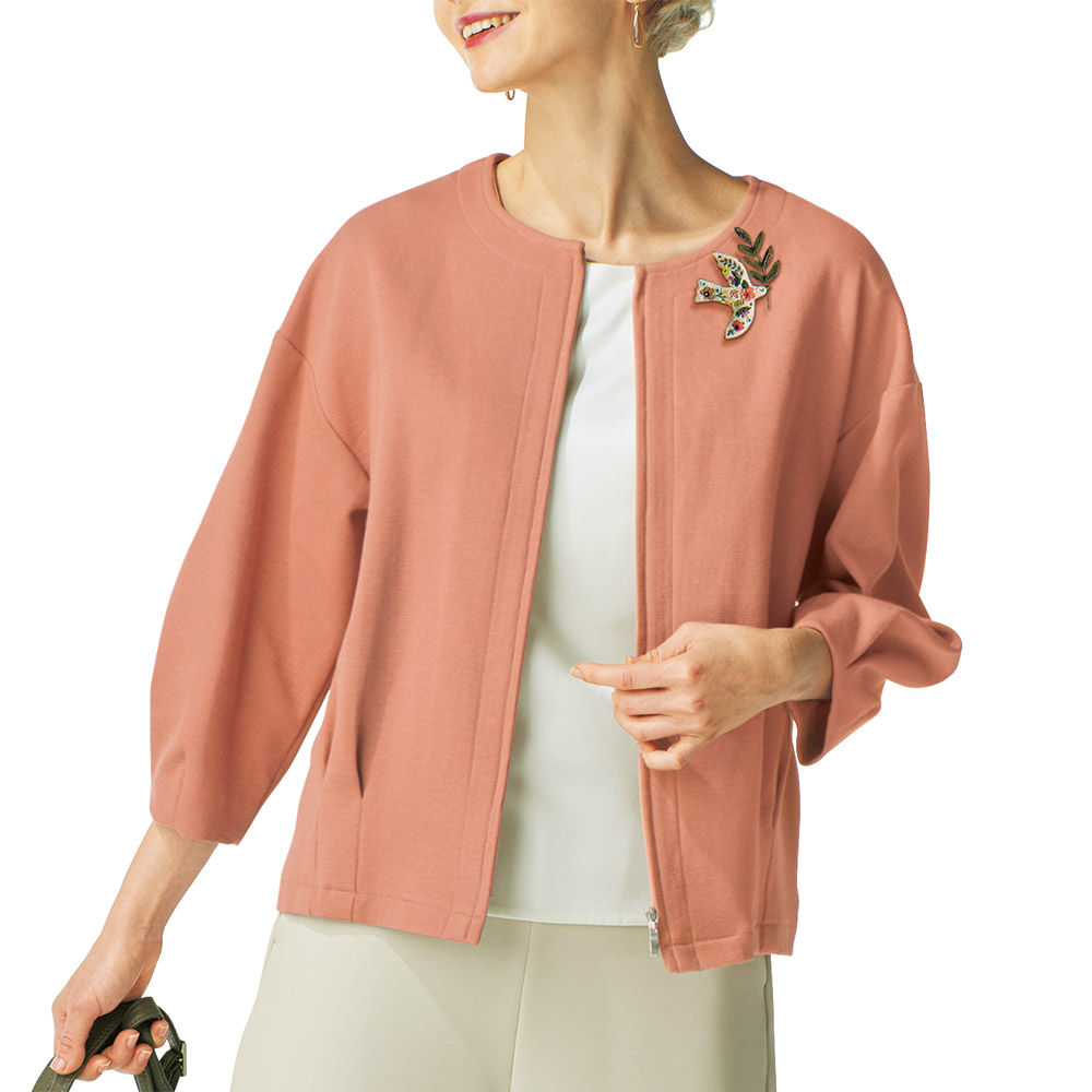 七分袖ジャージーブルゾン