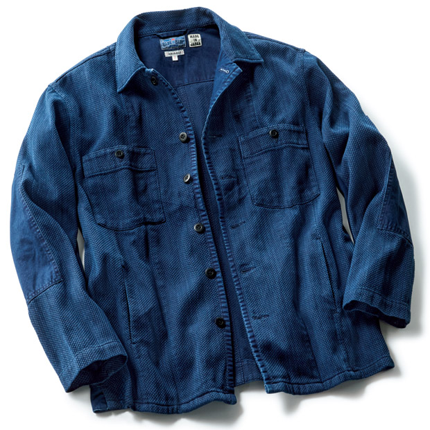 インディゴ染め･刺し子織りシャツジャケット