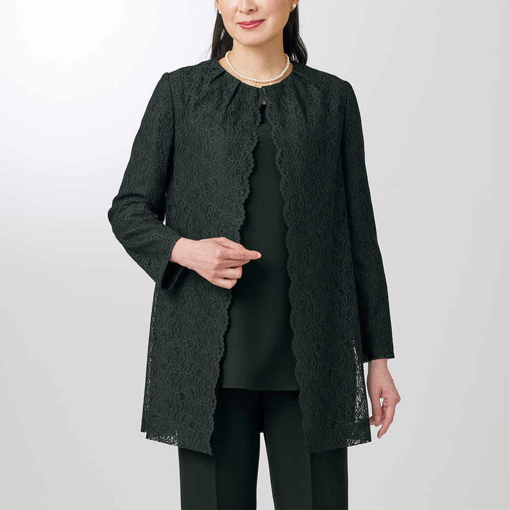 総レースロングジャケット