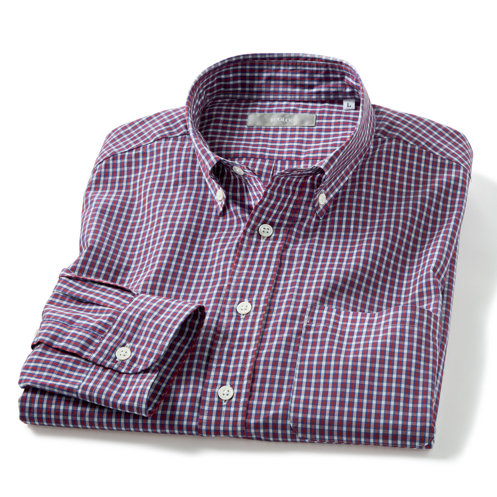 コットンブロードチェック長袖シャツ