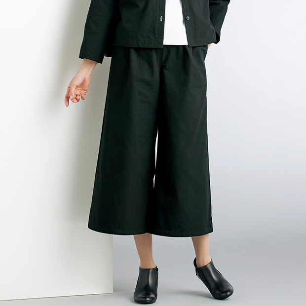 リップストップコットンのワイドパンツ