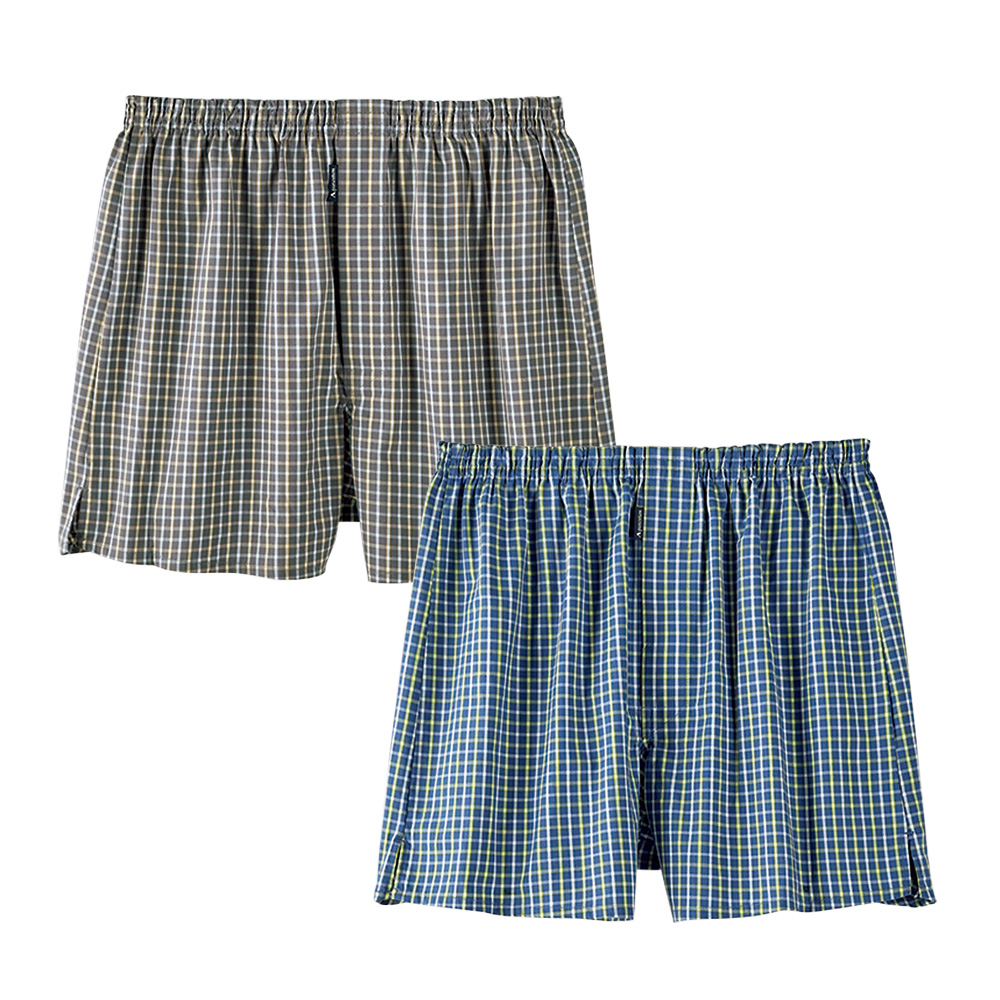2本ゴムチェックトランクス／2色セット