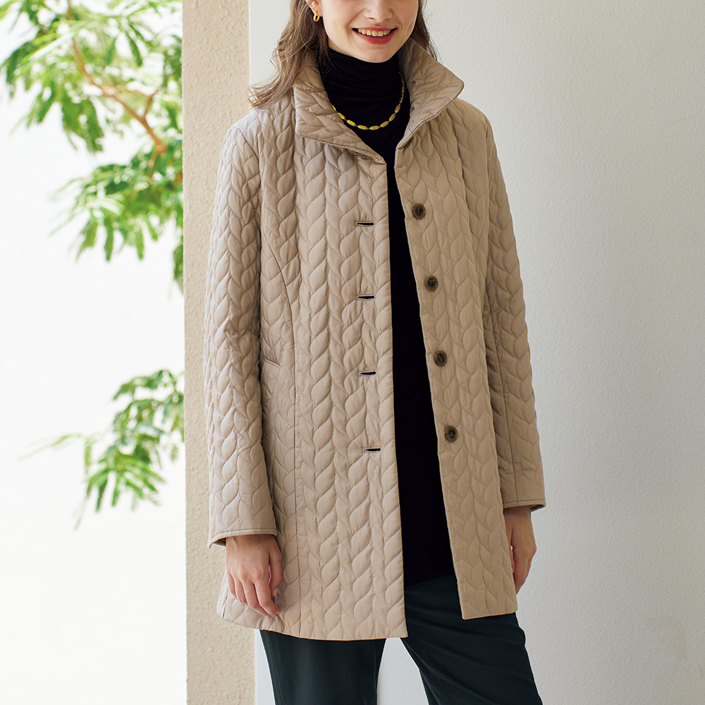 シルクキルティング中わたコート