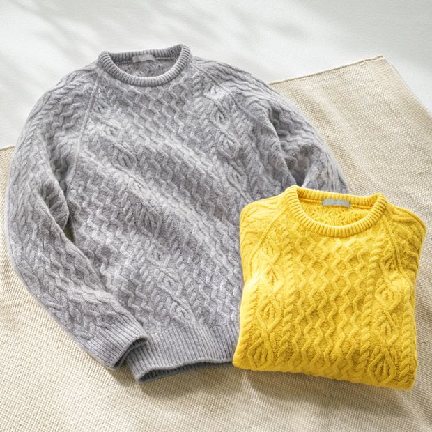 カシミヤ混･アランモチーフセーター