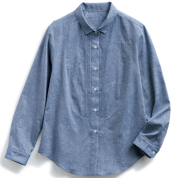 ピンタック使いダンガリーシャツ